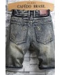 Men Blue Patched Ripped Casual Denim Shorts