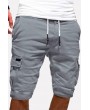 Men Pocket Side Drawstring Waist Casual Cargo Shorts