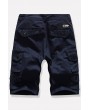 Men Dark-blue Multi-pocket Casual Cargo Shorts