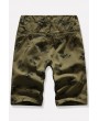 Men Green Coconut Print Slant Pocket Casual Shorts