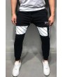 Men Embroidery Letters Contrast Drawstring Waist Casual Sweat Pants