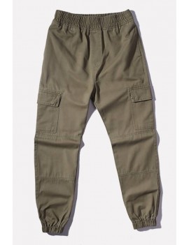 Men Pocket Elastic Waist Casual Cargo Pants