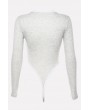 Light-gray High Cut Round Neck Long Sleeve Casual Bodysuit