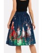 Multi Graphic Print Elastic Waist Christmas Skirt