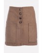Coffee Corduroy Button Up High Waist Casual Skirt