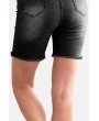 Black Ripped Distressed Raw Hem Casual Denim Shorts