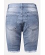 Light-blue Ripped Distressed Raw Hem Casual Denim Shorts