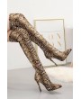 Brown Snakeskin Print Stiletto Over The Knee Boots